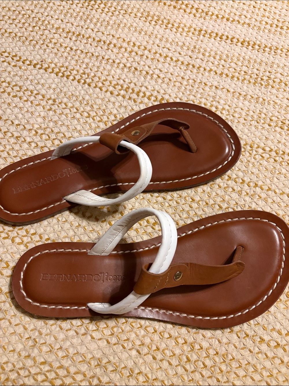 Bernardo Brown Leather Thong Sandals